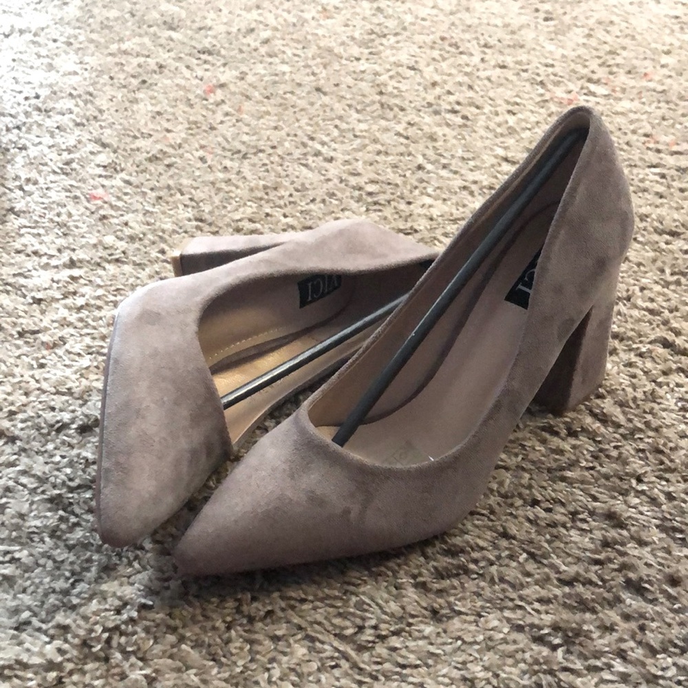 Vici faux suede pumps; Tan color; brand new